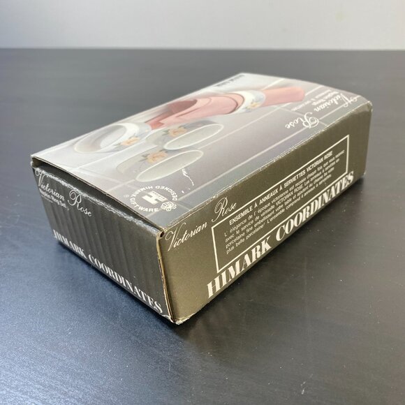 Porcelain Set of 4 Napkin Ring, Designed HIMARK Giftware, Japan, White Floral Pa - Picture 10 of 10